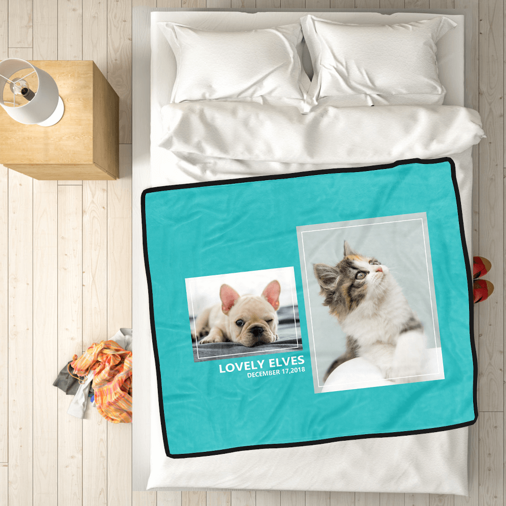 Custom Dog Blankets Personalised Pet Photo Blankets Custom Collage Blankets with 2 Photos