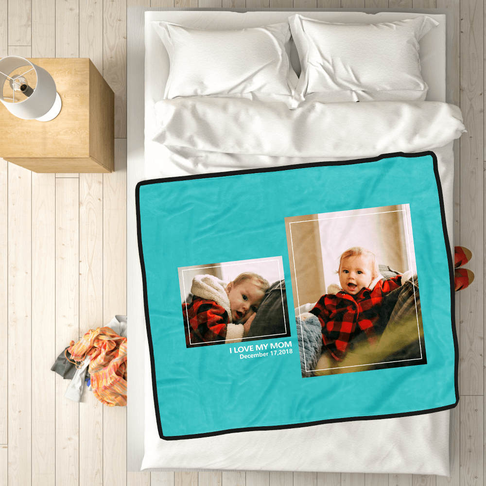 Custom Blankets Personalised Photo Blankets Custom Collage Blankets with 2 Photos