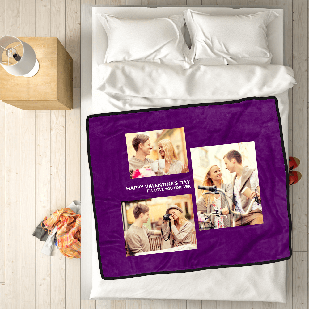 Custom Blankets Personalised Photo Blankets Custom Collage Blankets with 3 Photos