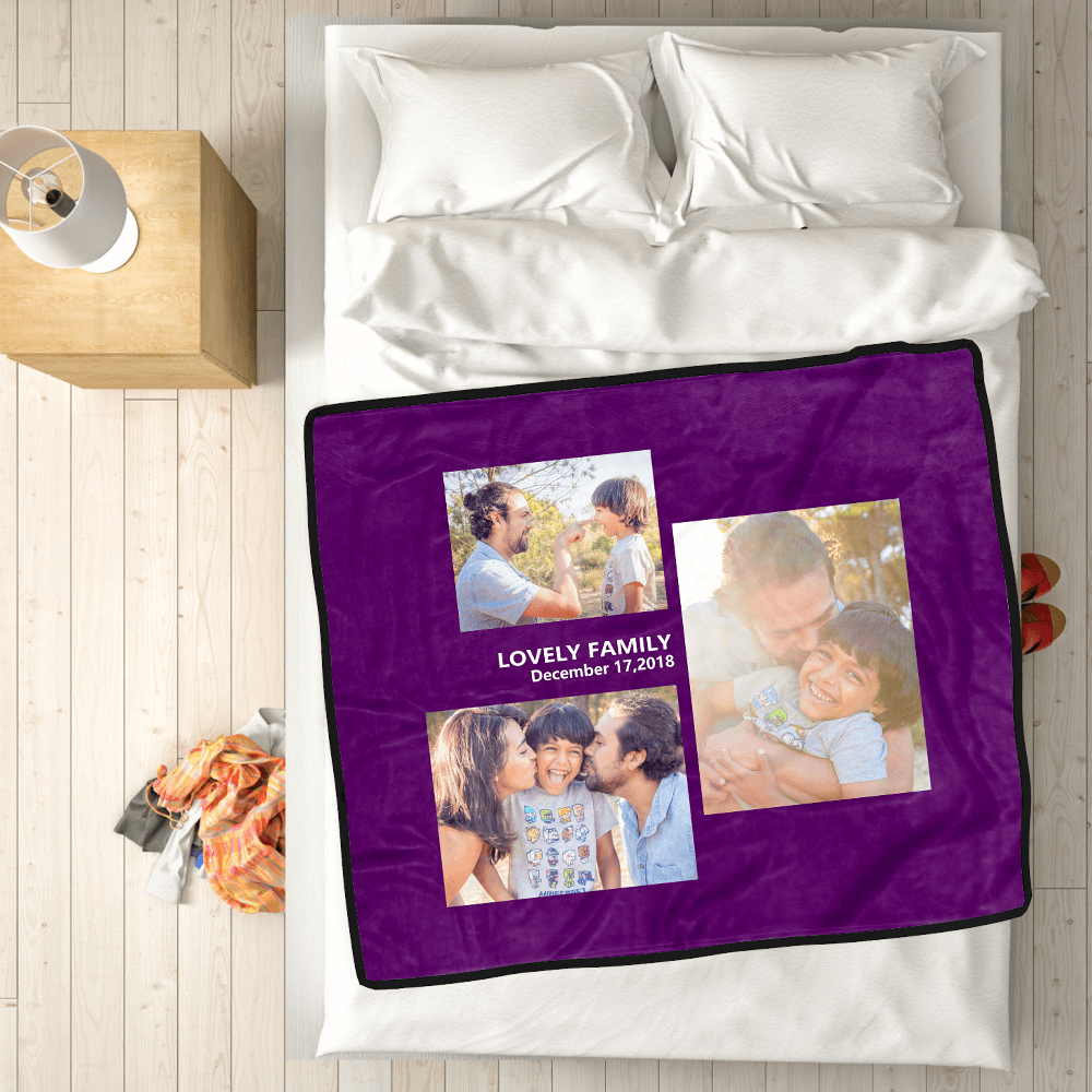 Custom Blankets Personalised Photo Blankets Custom Collage Blankets with 3 Photos