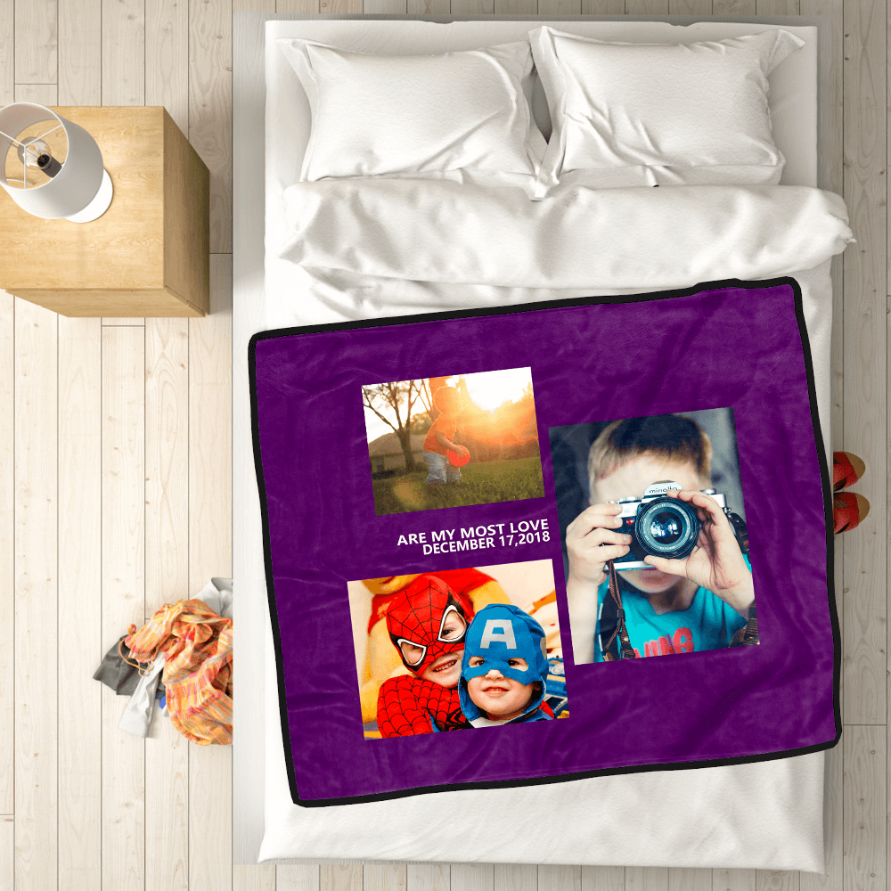 Custom Blankets Personalised Photo Blankets Custom Collage Blankets with 3 Photos