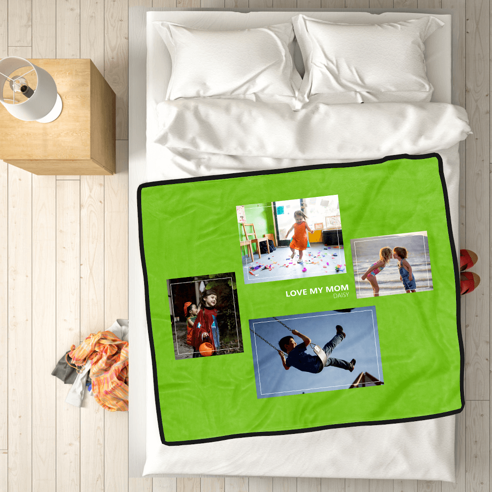 Custom Blankets Personalised Photo Blankets Custom Collage Blankets with 4 Photos