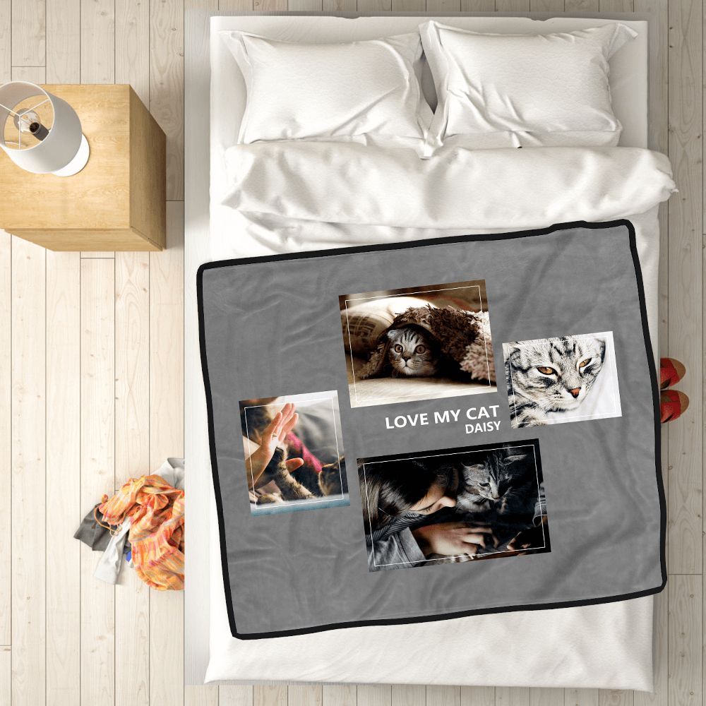 Custom Dog Blankets Personalised Pet Photo Blankets Custom Collage Blankets with 4 Photos