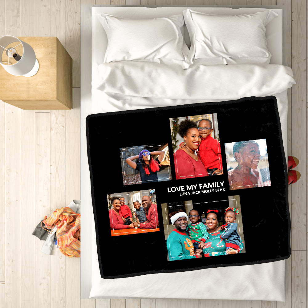 Custom Blankets Personalised Photo Blankets Custom Collage Blankets with 5 Photos