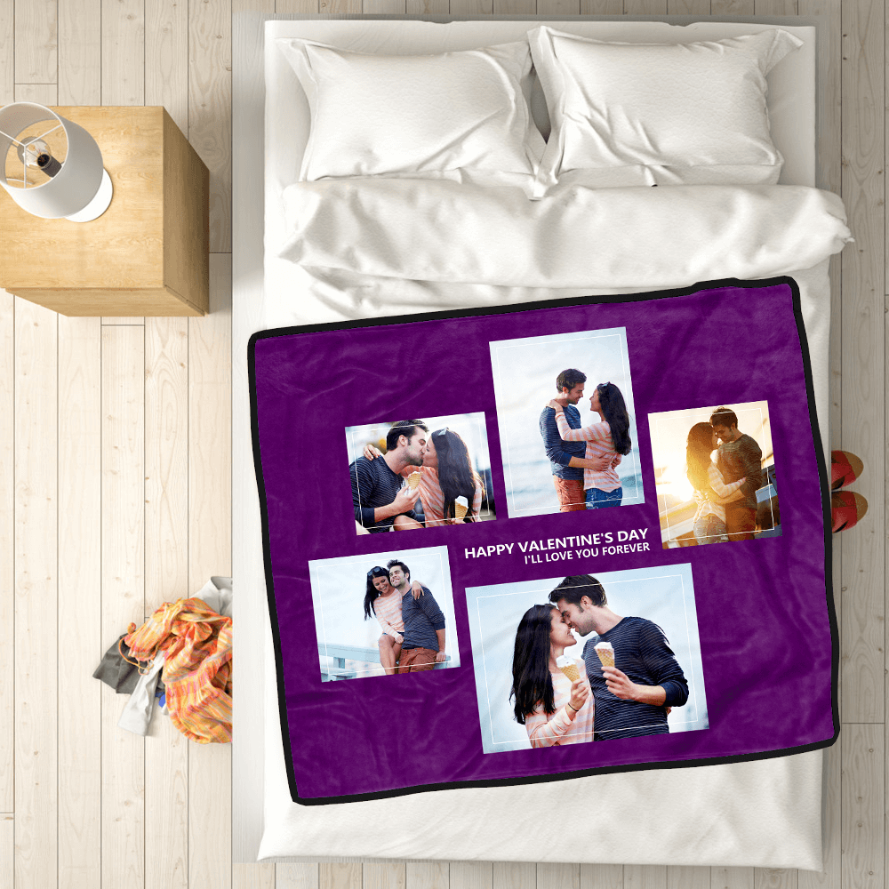 Custom Blankets Personalised Photo Blankets Custom Collage Blankets with 5 Photos