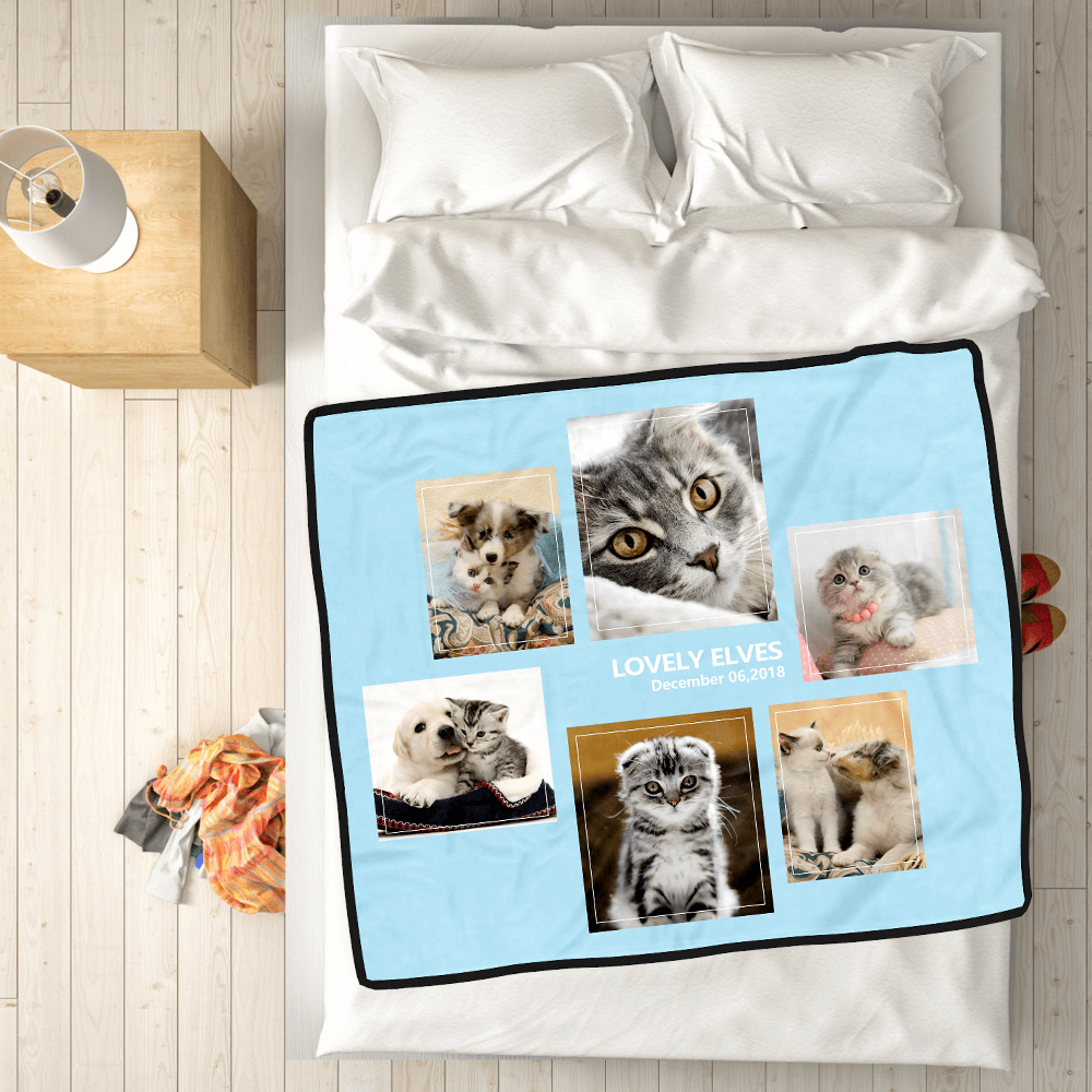Custom Dog Blankets Personalised Pet Photo Blankets Custom Collage Blankets with 6 Photos