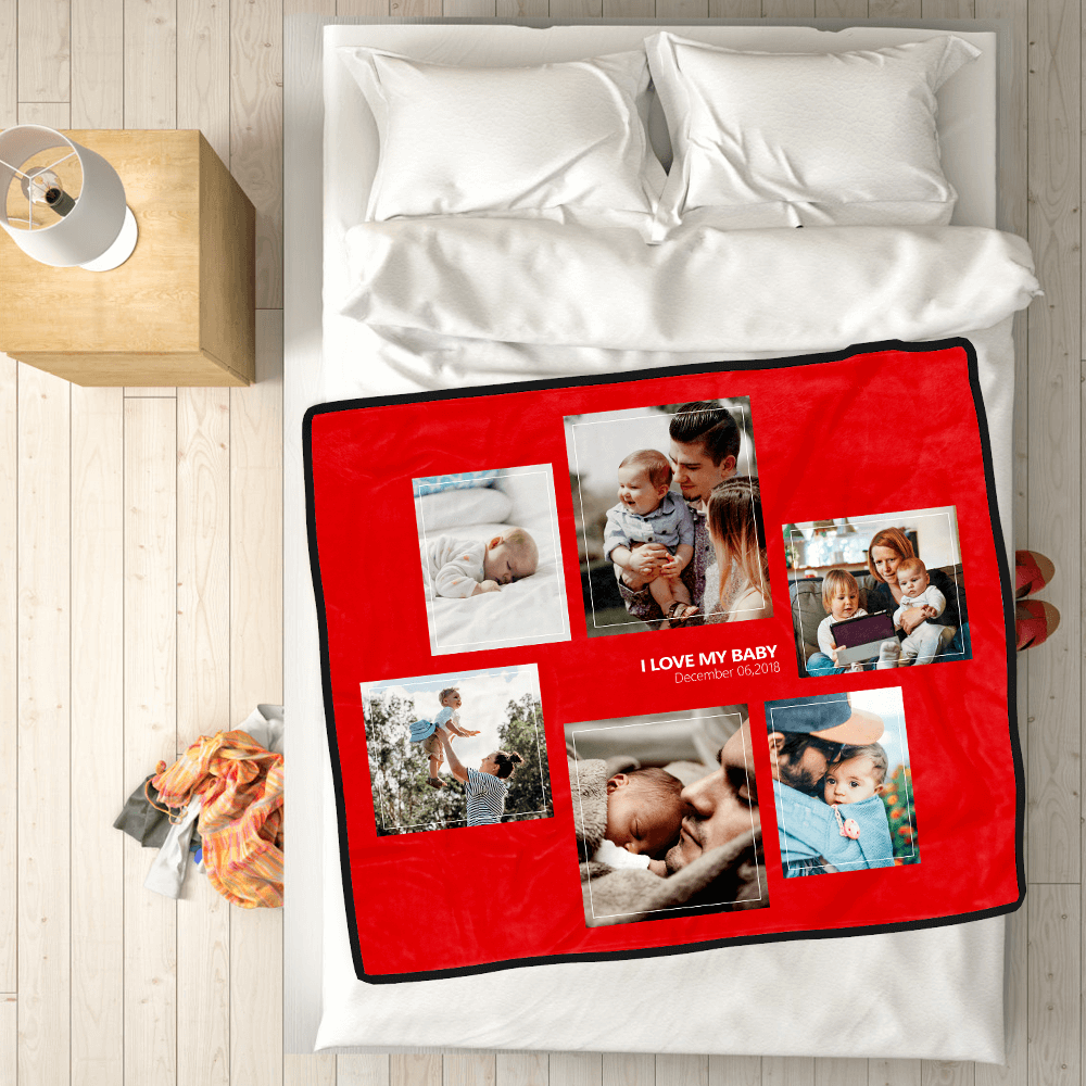 Custom Blankets Personalised Photo Blankets Custom Collage Blankets with 6 Photos