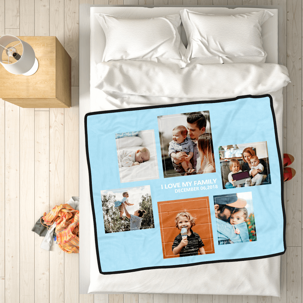 Custom Blankets Personalised Photo Blankets Custom Collage Blankets with 6 Photos