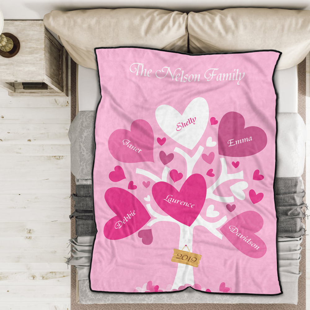 Custom Blankets Personalised Name Blanket Leaves of Love Family Tree