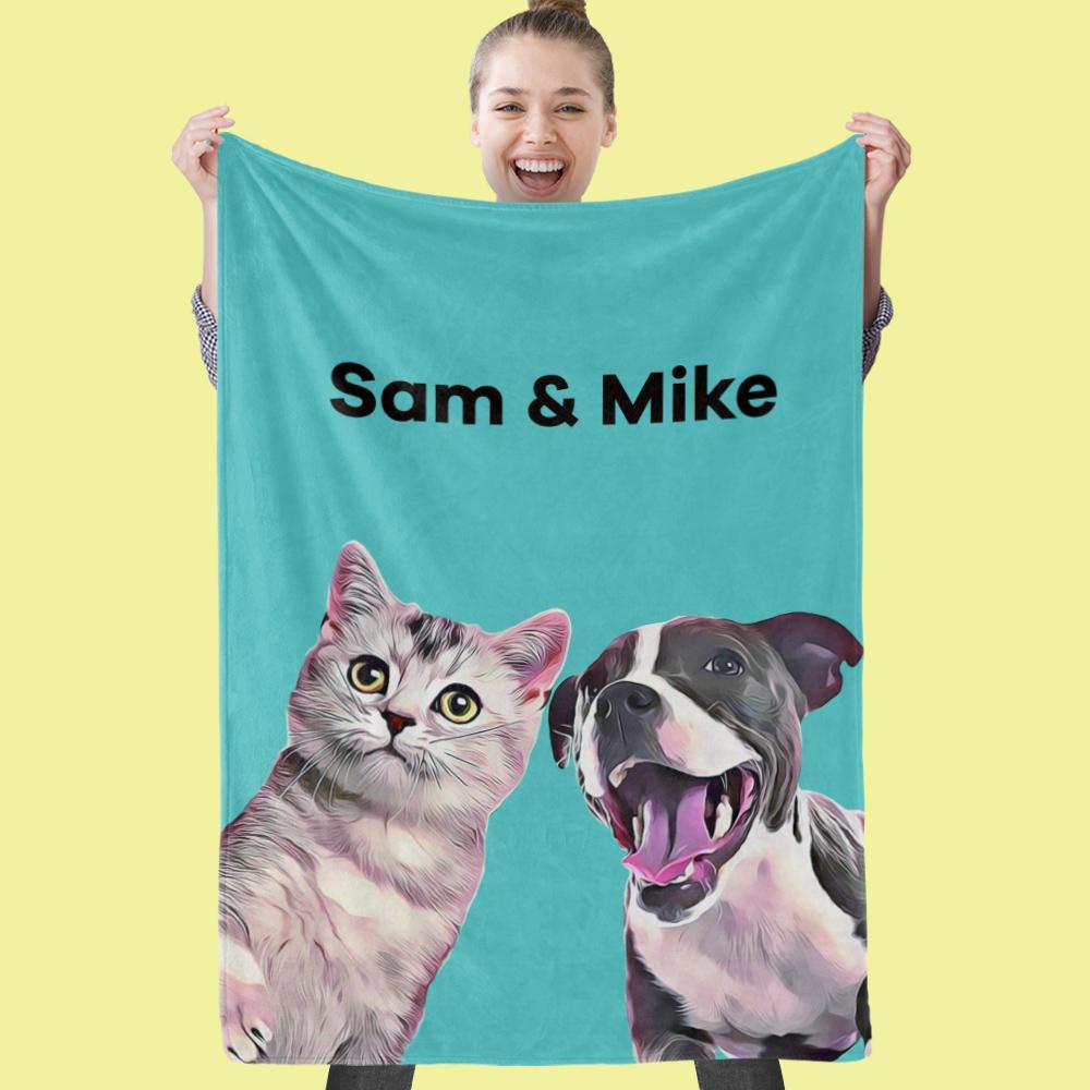 Gifts For Pet Lovers Pets Art Portrait Blanket Pet Sympathy Gifts Custom Pet Blanket Personalized Photo Blanket Pet Picture Blanket