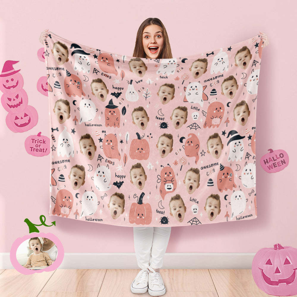 Custom Photo Blanket Halloween Decorative Multi Funny Ghost Blanket For Kids - auphotoblanket