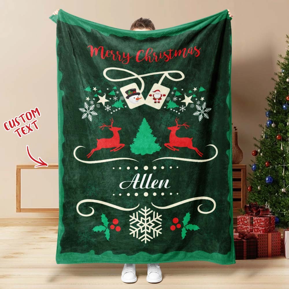 Custom Merry Christmas Text Blanket Unique Gift For Loved One - auphotoblanket