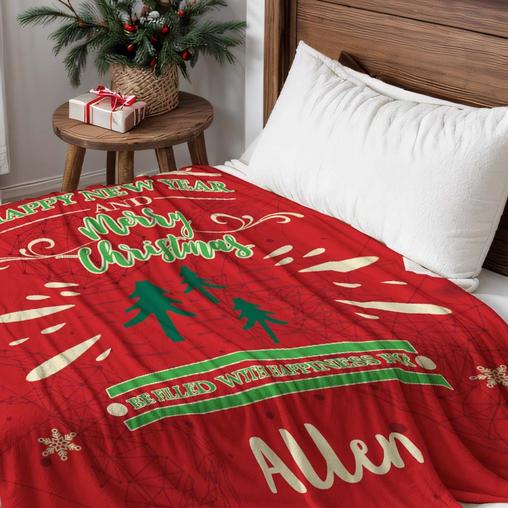 Custom Merry Christmas Text Blanket Unique Gift For Family - auphotoblanket
