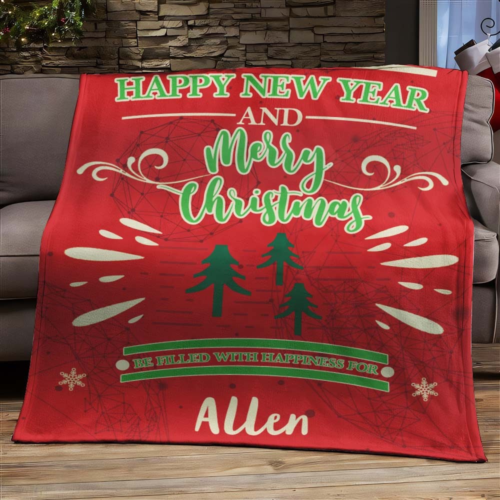 Custom Merry Christmas Text Blanket Unique Gift For Family - auphotoblanket
