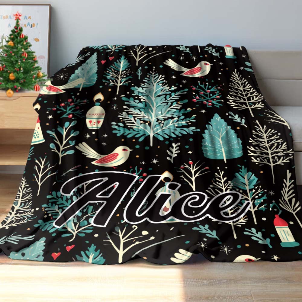Custom Text Christmas Dark Pattern Blanket Unique Gift For Family - auphotoblanket