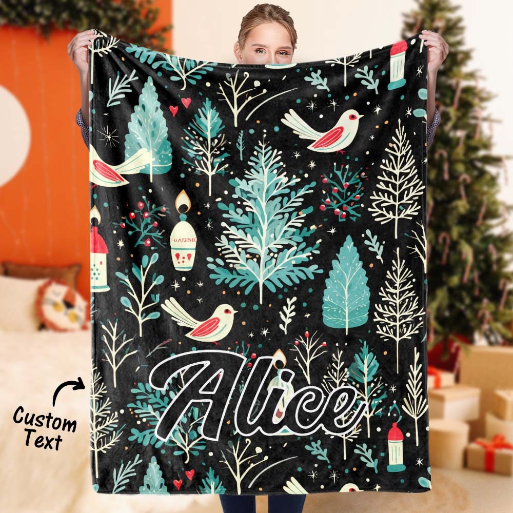 Custom Text Christmas Dark Pattern Blanket Unique Gift For Family - auphotoblanket