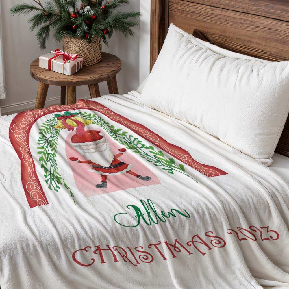 Custom Text Cute Santa Arch Christmas Blanket Unique Gift For Kids - auphotoblanket