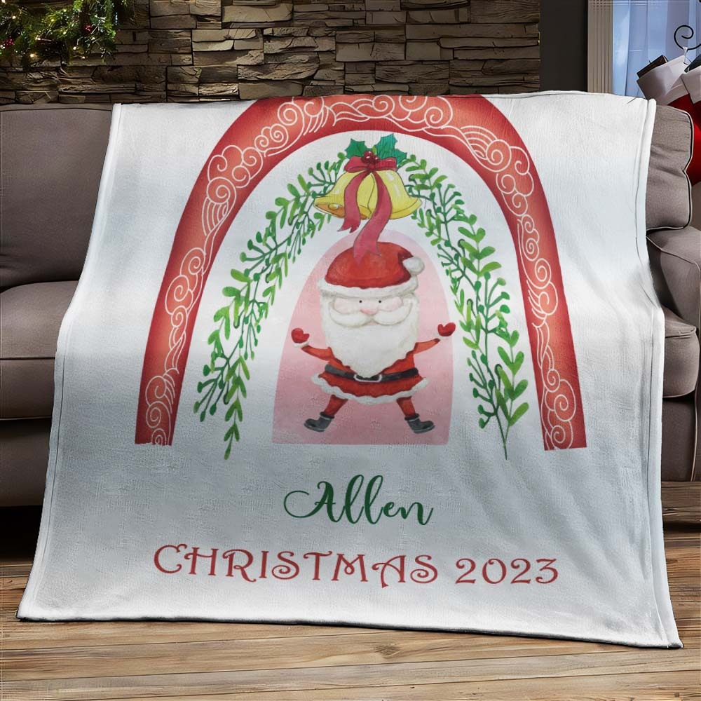 Custom Text Cute Santa Arch Christmas Blanket Unique Gift For Kids - auphotoblanket
