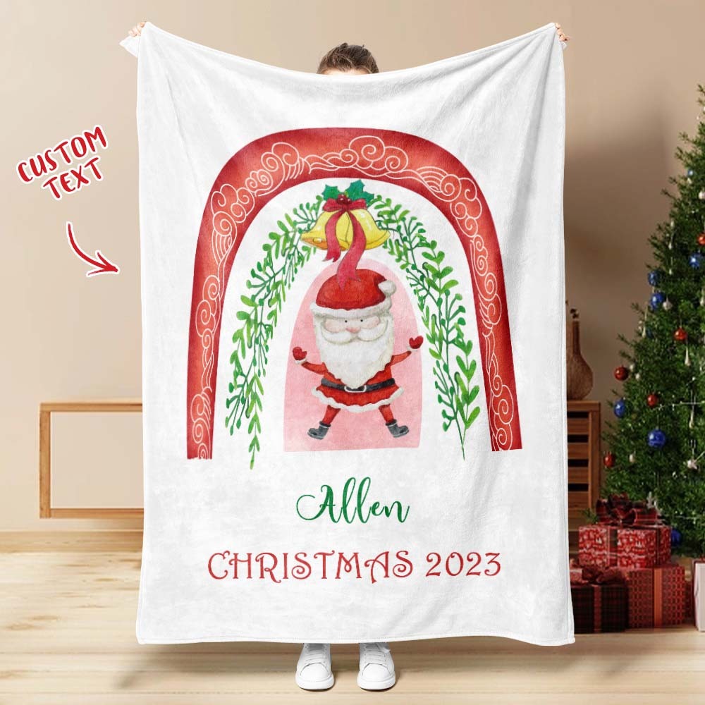 Custom Text Cute Santa Arch Christmas Blanket Unique Gift For Kids - auphotoblanket