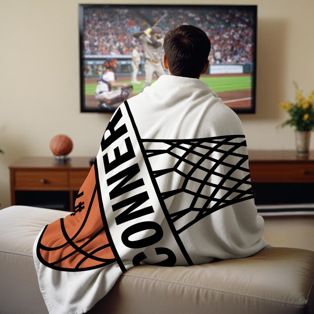 Personalized Basketball Blanket, Custom Name Blanket, Soft Throw Blankets, Custom Basketball Blanket, Gift for Basketball Players - auphotoblanket