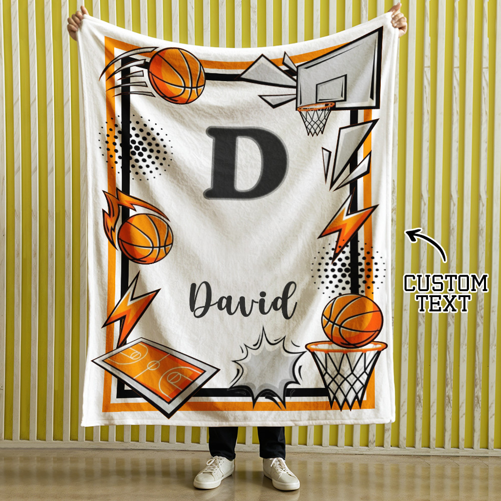 Personalized Basketball Team Blanket Custom Name Ideal Gift for Basketball Players or Teams - auphotoblanket