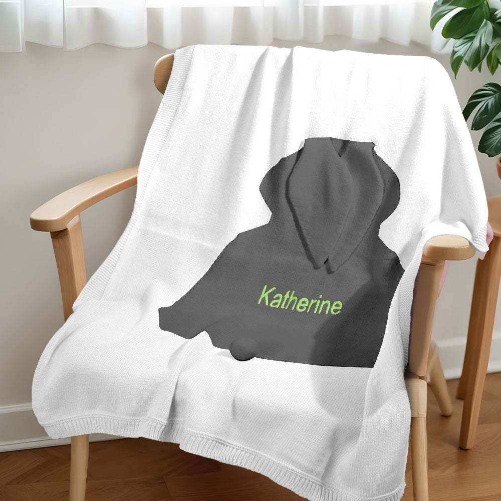 Personalized Knitted Blanket Bunny Blanket with Embroidered Name Gift for Baby - auphotoblanket