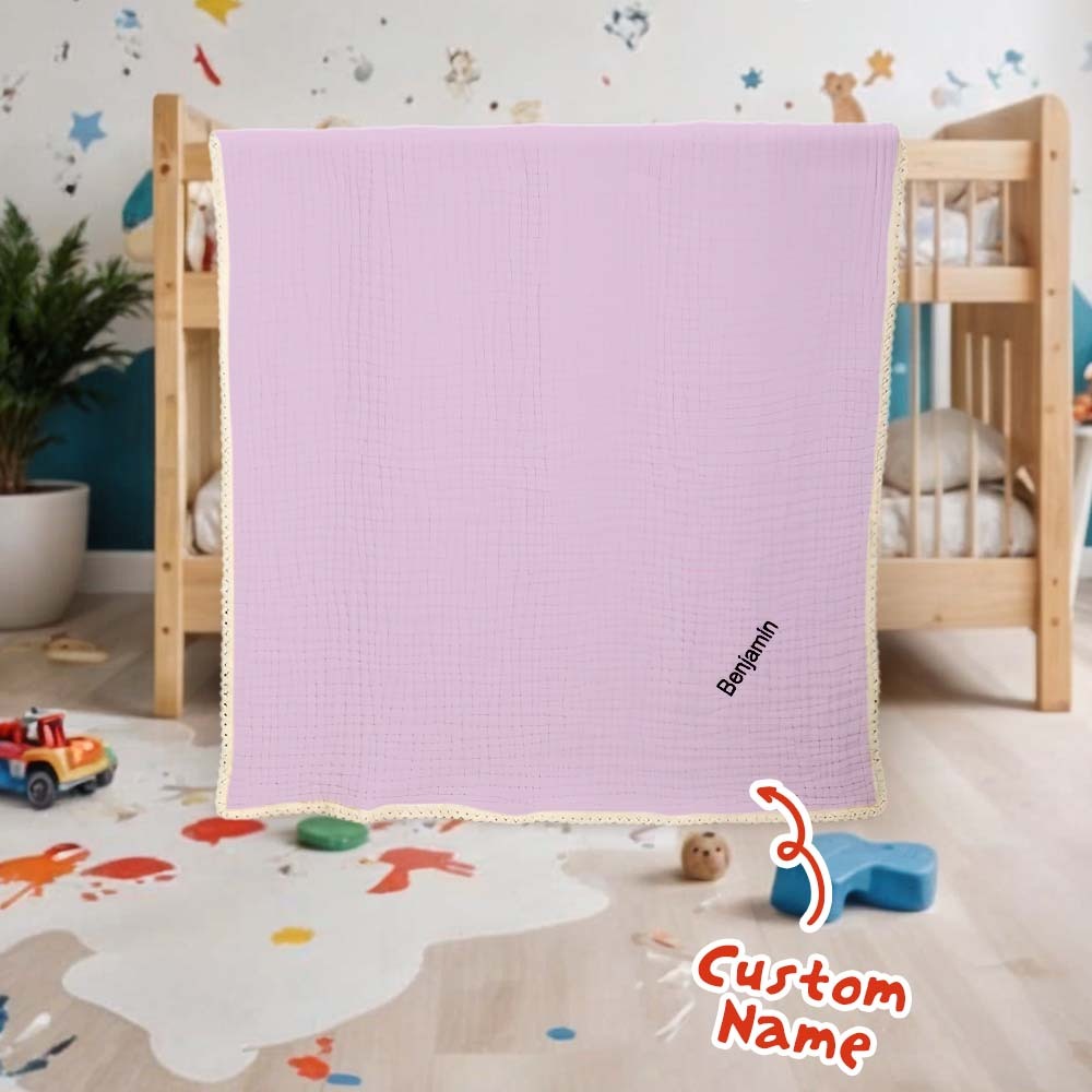 Personalized Lace Blanket with Embroidered Name Gift for Baby - auphotoblanket