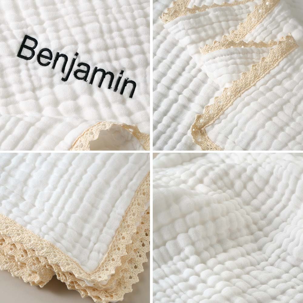 Personalized Lace Blanket with Embroidered Name Gift for Baby - auphotoblanket