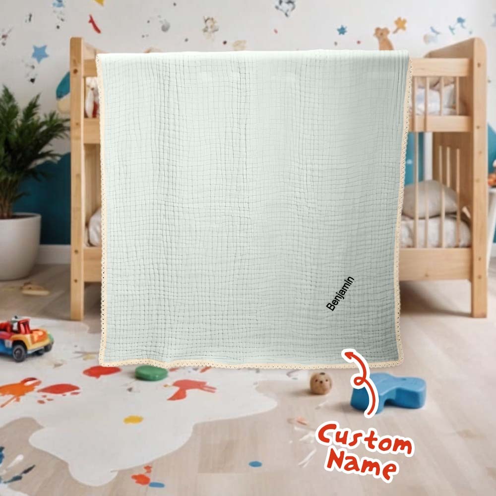Personalized Lace Blanket with Embroidered Name Gift for Baby - auphotoblanket