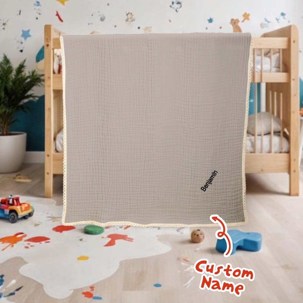 Personalized Lace Blanket with Embroidered Name Gift for Baby - auphotoblanket
