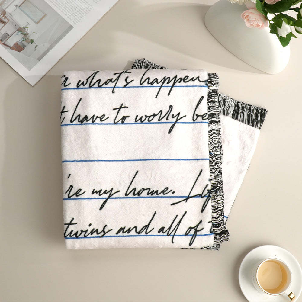 Personalized Hand-Written Printed Letter Blanket Unique Gift for Lover - auphotoblanket