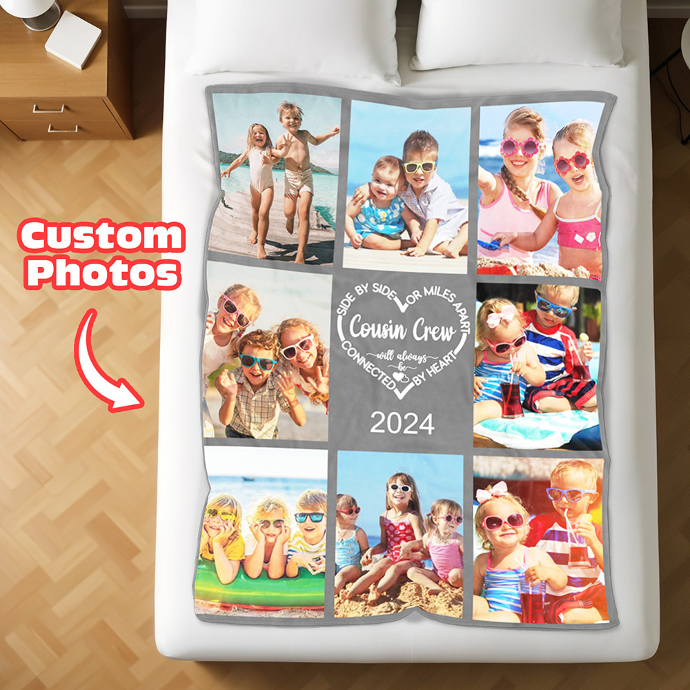 Custom Blanket Personalized Cousin Crew Blanket with Photos Family Reunion Cousin Blanket Camping/Travel/Vacation Gift for Family - auphotoblanket