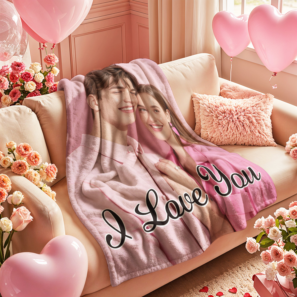 Custom Photo Blanket Collage Personalized Multiple Photos with Text Blanket - auphotoblanket