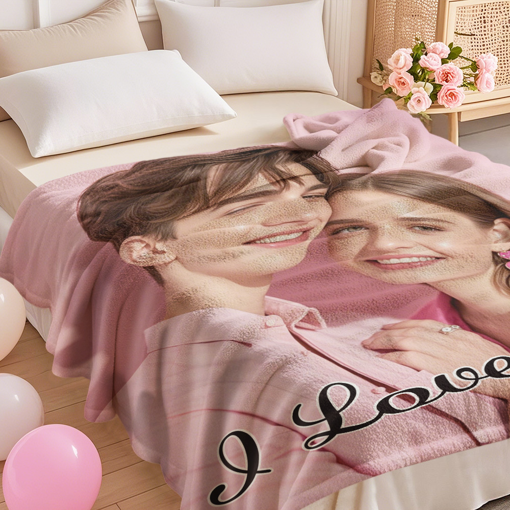 Custom Photo Blanket Collage Personalized Multiple Photos with Text Blanket - auphotoblanket
