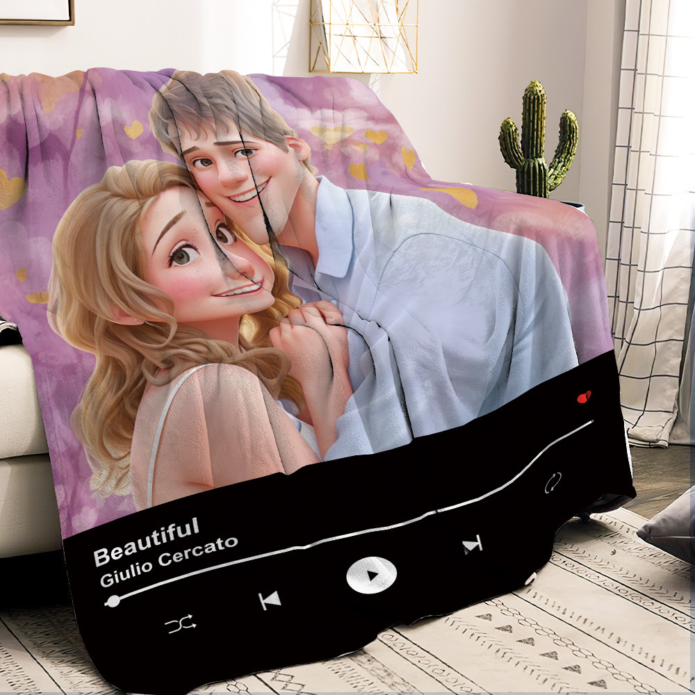 Custom Love Song Blanket - Unique Couple Gift with Your Own Music - auphotoblanket