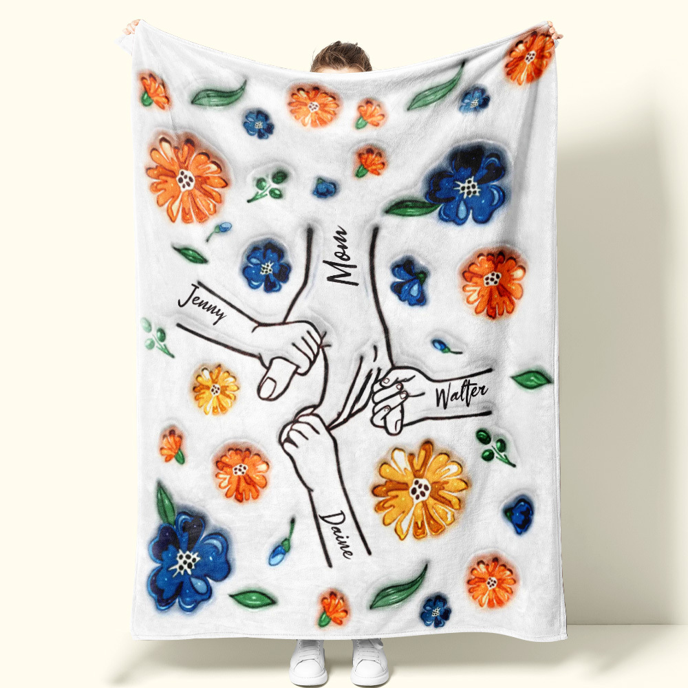 Family Personalized Custom 3D Inflated Effect Printed Blanket - Mother's Day Gift For Mum/Mom, Grandma - auphotoblanket