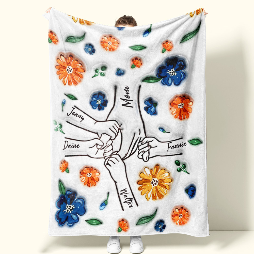Family Personalized Custom 3D Inflated Effect Printed Blanket - Mother's Day Gift For Mum/Mom, Grandma - auphotoblanket