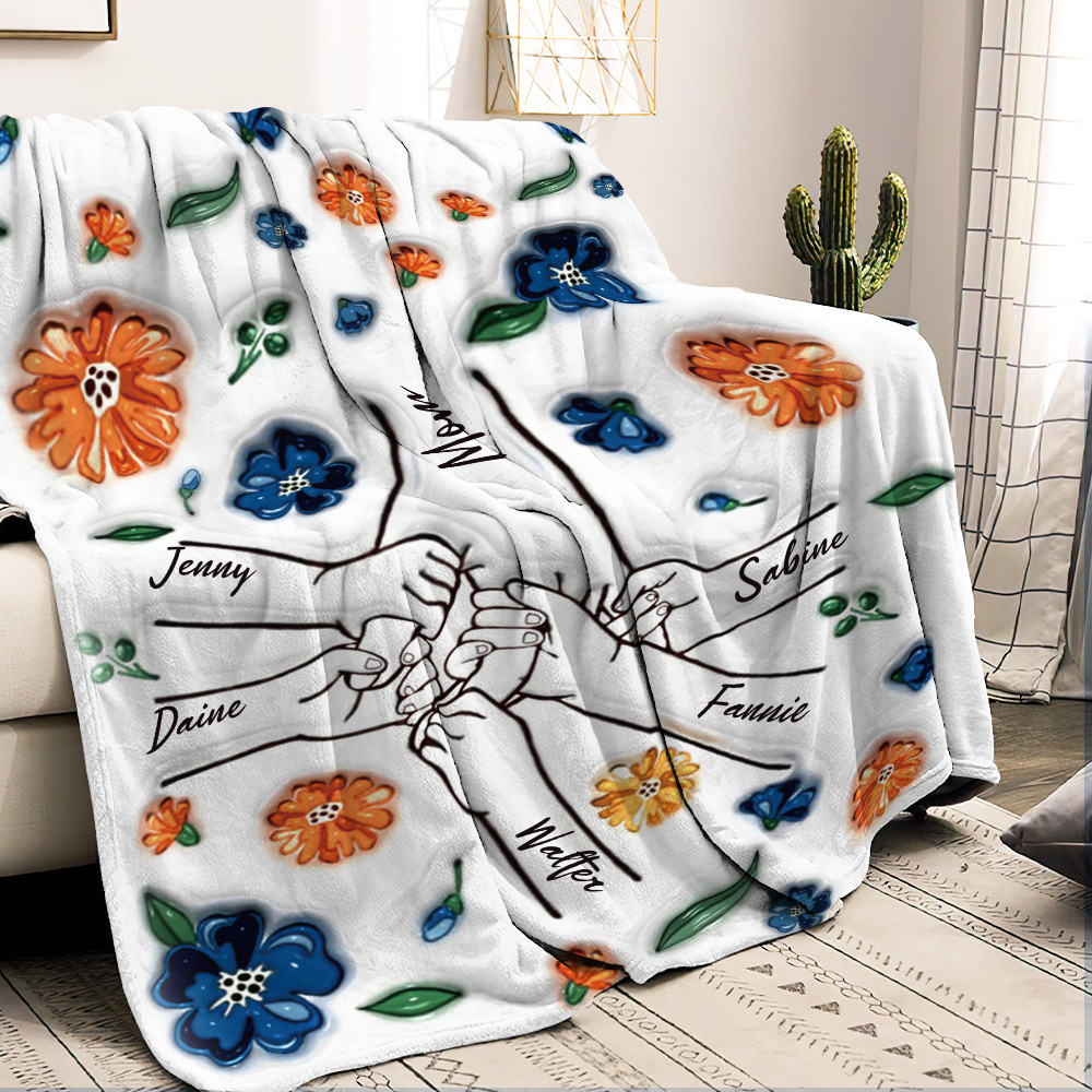 Family Personalized Custom 3D Inflated Effect Printed Blanket - Mother's Day Gift For Mum/Mom, Grandma - auphotoblanket