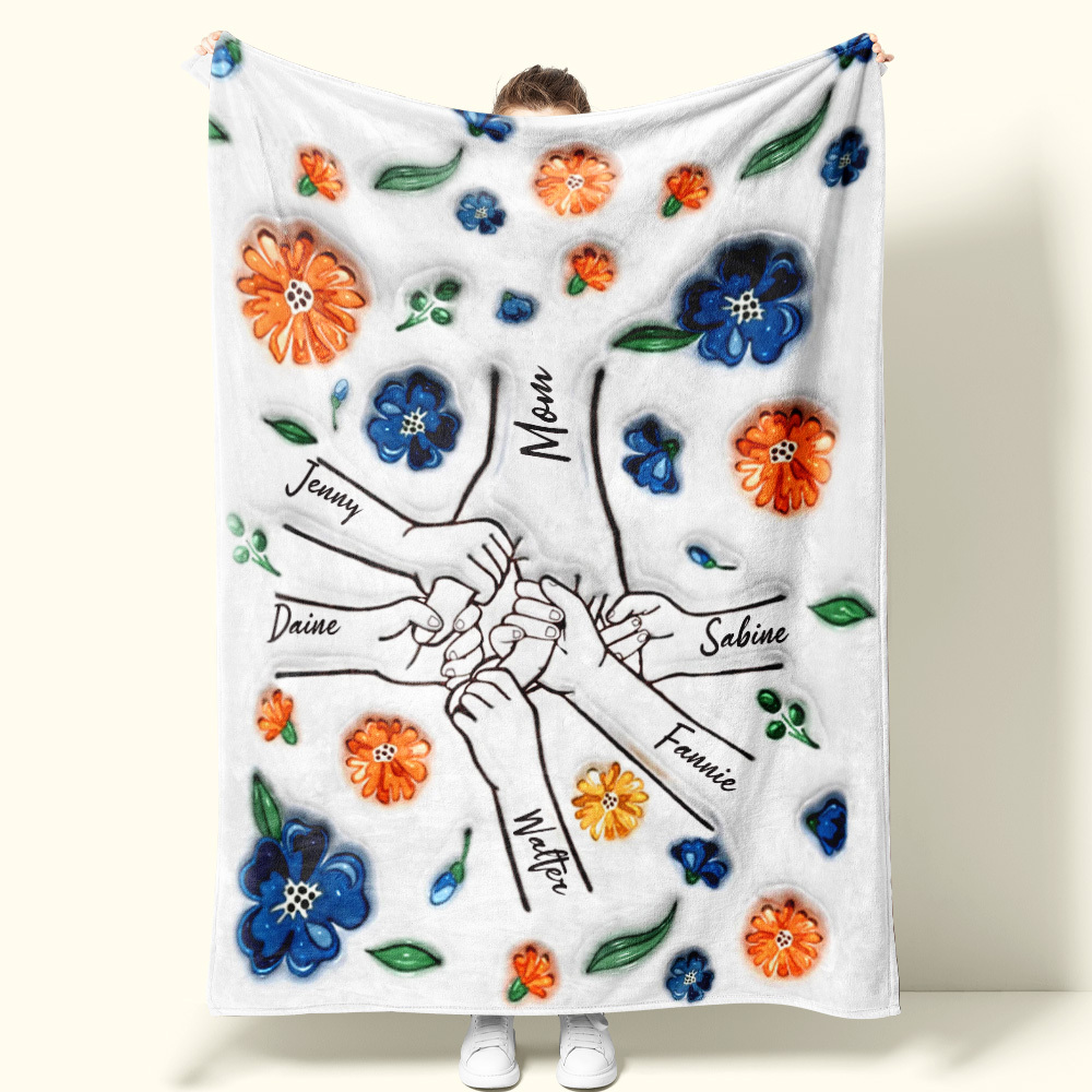 Family Personalized Custom 3D Inflated Effect Printed Blanket - Mother's Day Gift For Mum/Mom, Grandma - auphotoblanket