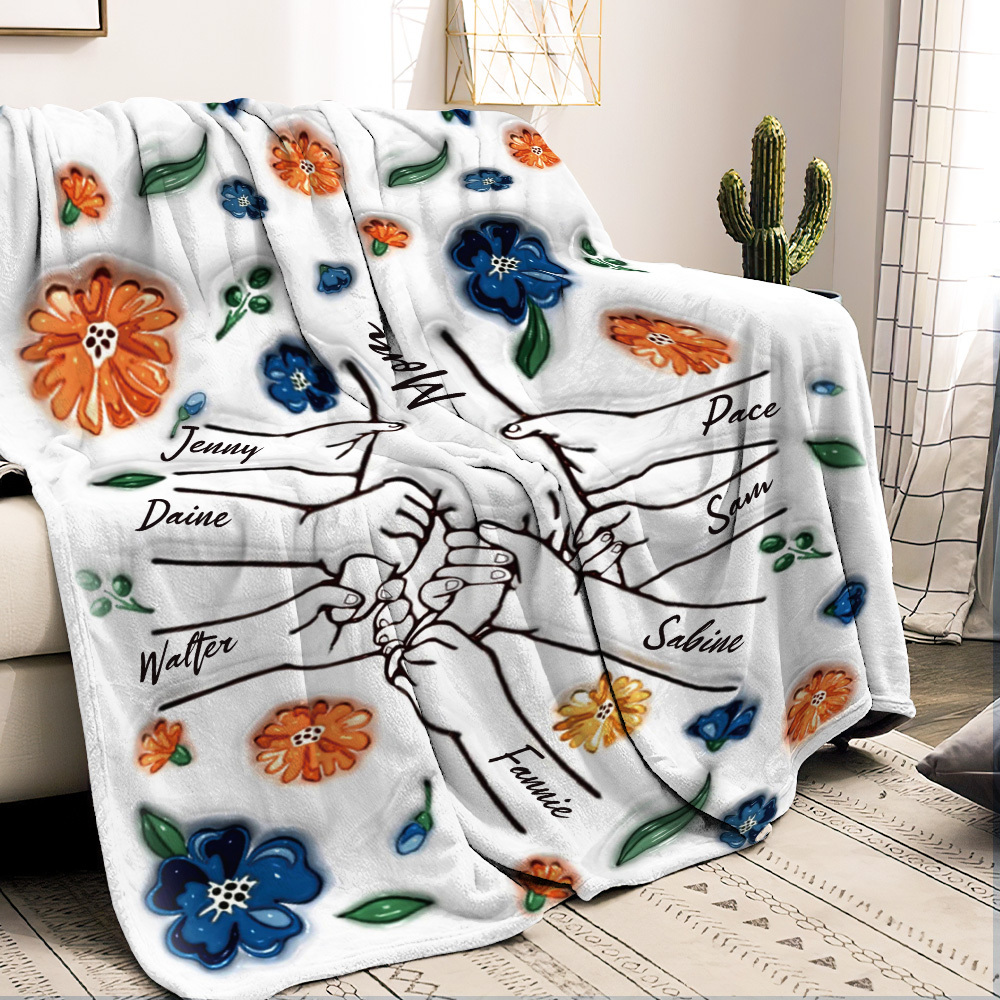 Family Personalized Custom 3D Inflated Effect Printed Blanket - Mother's Day Gift For Mum/Mom, Grandma - auphotoblanket