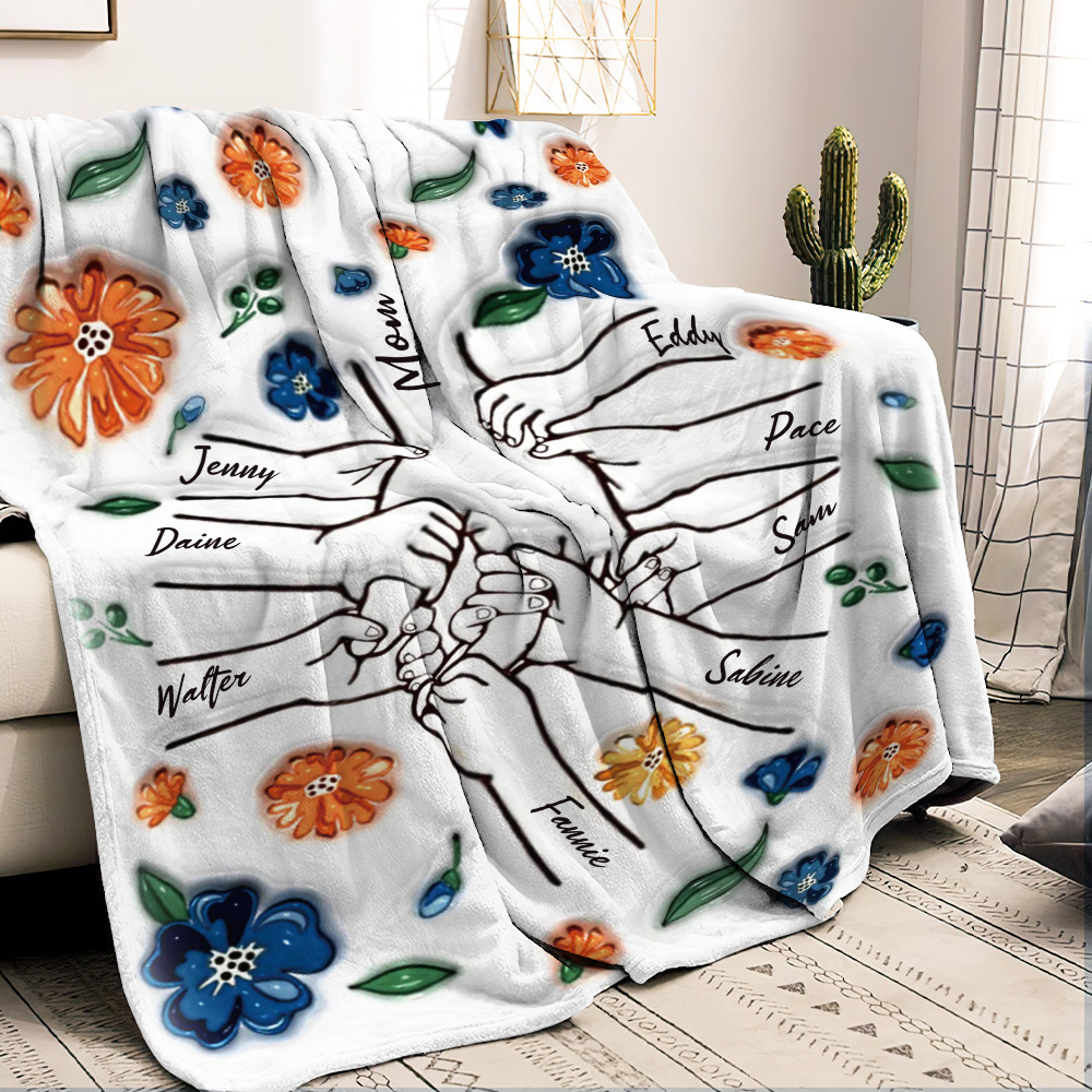 Family Personalized Custom 3D Inflated Effect Printed Blanket - Mother's Day Gift For Mum/Mom, Grandma - auphotoblanket