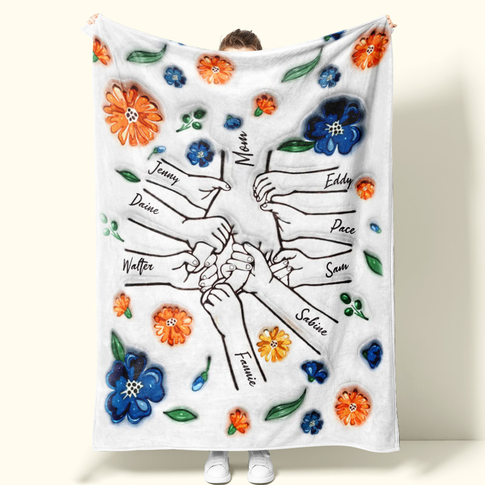 Family Personalized Custom 3D Inflated Effect Printed Blanket - Mother's Day Gift For Mum/Mom, Grandma - auphotoblanket