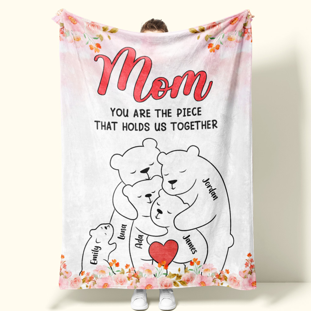 Custom Family Blanket Hug Bear Blanket Give Family The Warmest Hug - A Perfect Heartwarming Gift for Mom - auphotoblanket