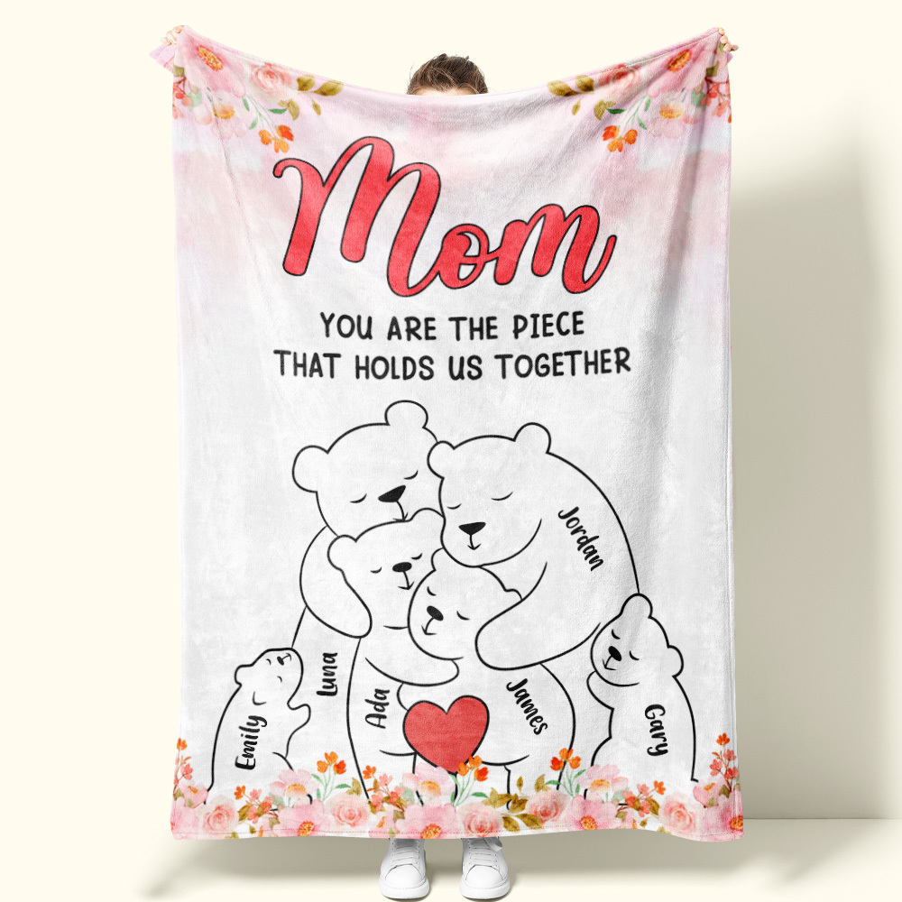 Custom Family Blanket Hug Bear Blanket Give Family The Warmest Hug - A Perfect Heartwarming Gift for Mom - auphotoblanket