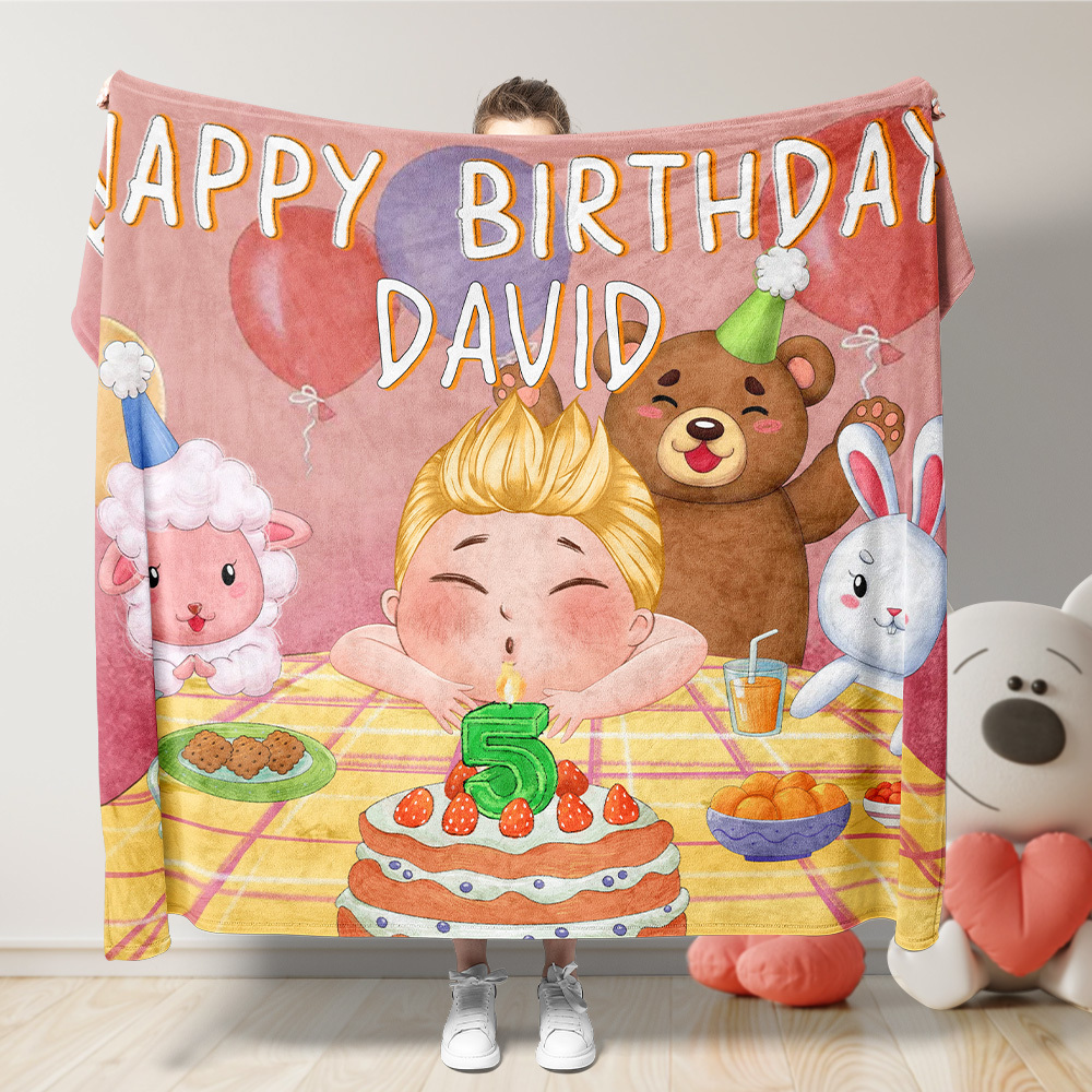 Custom Blanket Happy Birthday Gift for Kids - auphotoblanket