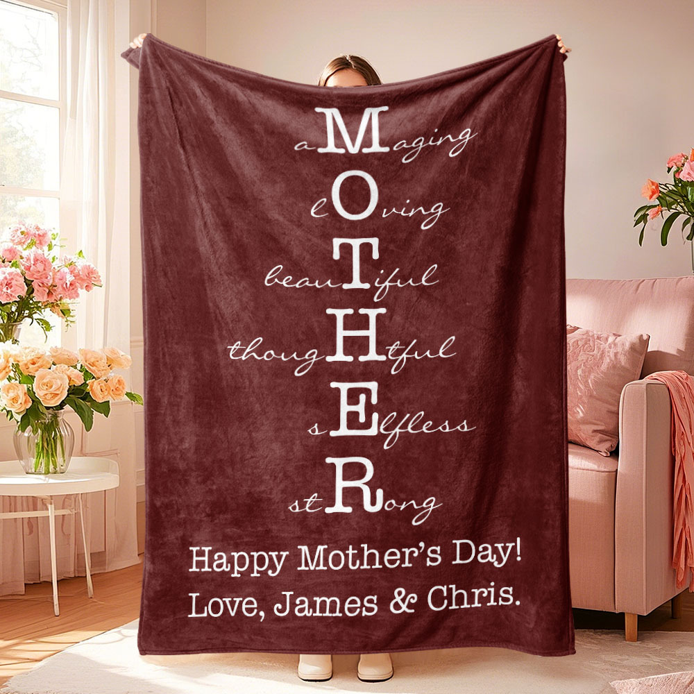 Custom Mother/Grandma Multicolor Blanket Personalized Gift for Mother's Day - auphotoblanket