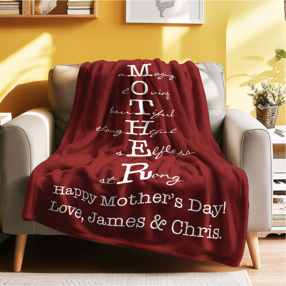 Custom Mother/Grandma Multicolor Blanket Personalized Gift for Mother's Day - auphotoblanket