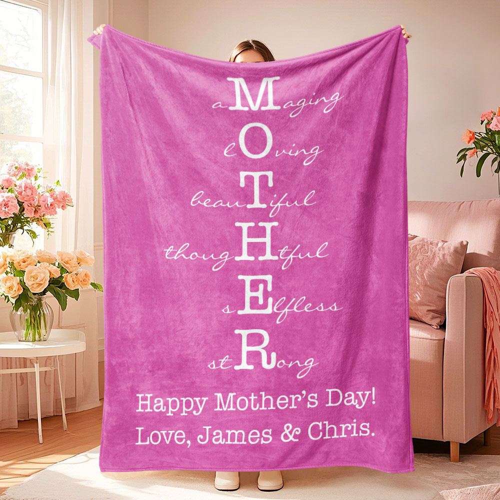 Custom Mother/Grandma Multicolor Blanket Personalized Gift for Mother's Day - auphotoblanket
