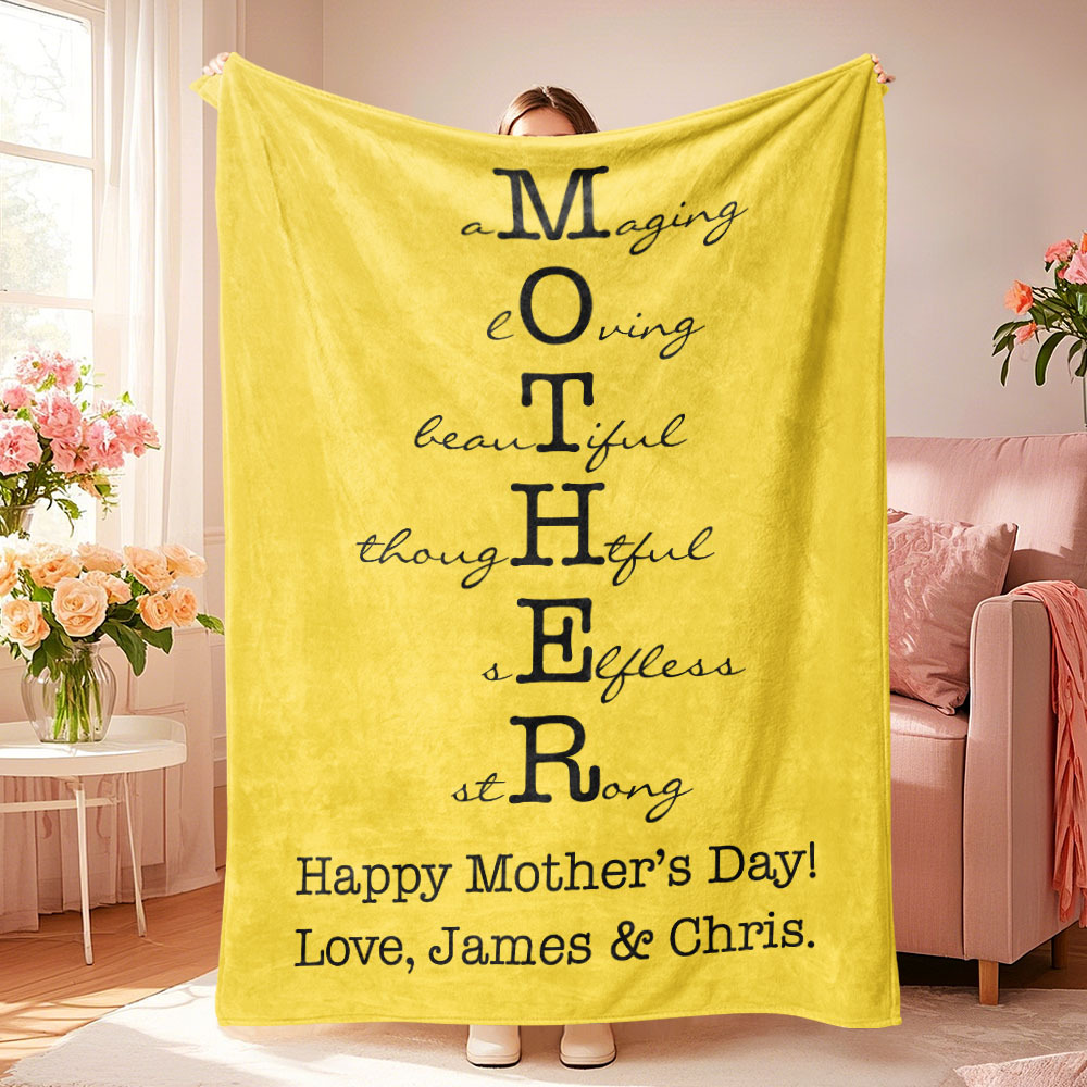 Custom Mother/Grandma Multicolor Blanket Personalized Gift for Mother's Day - auphotoblanket