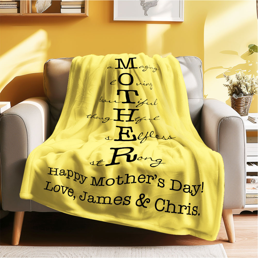 Custom Mother/Grandma Multicolor Blanket Personalized Gift for Mother's Day - auphotoblanket